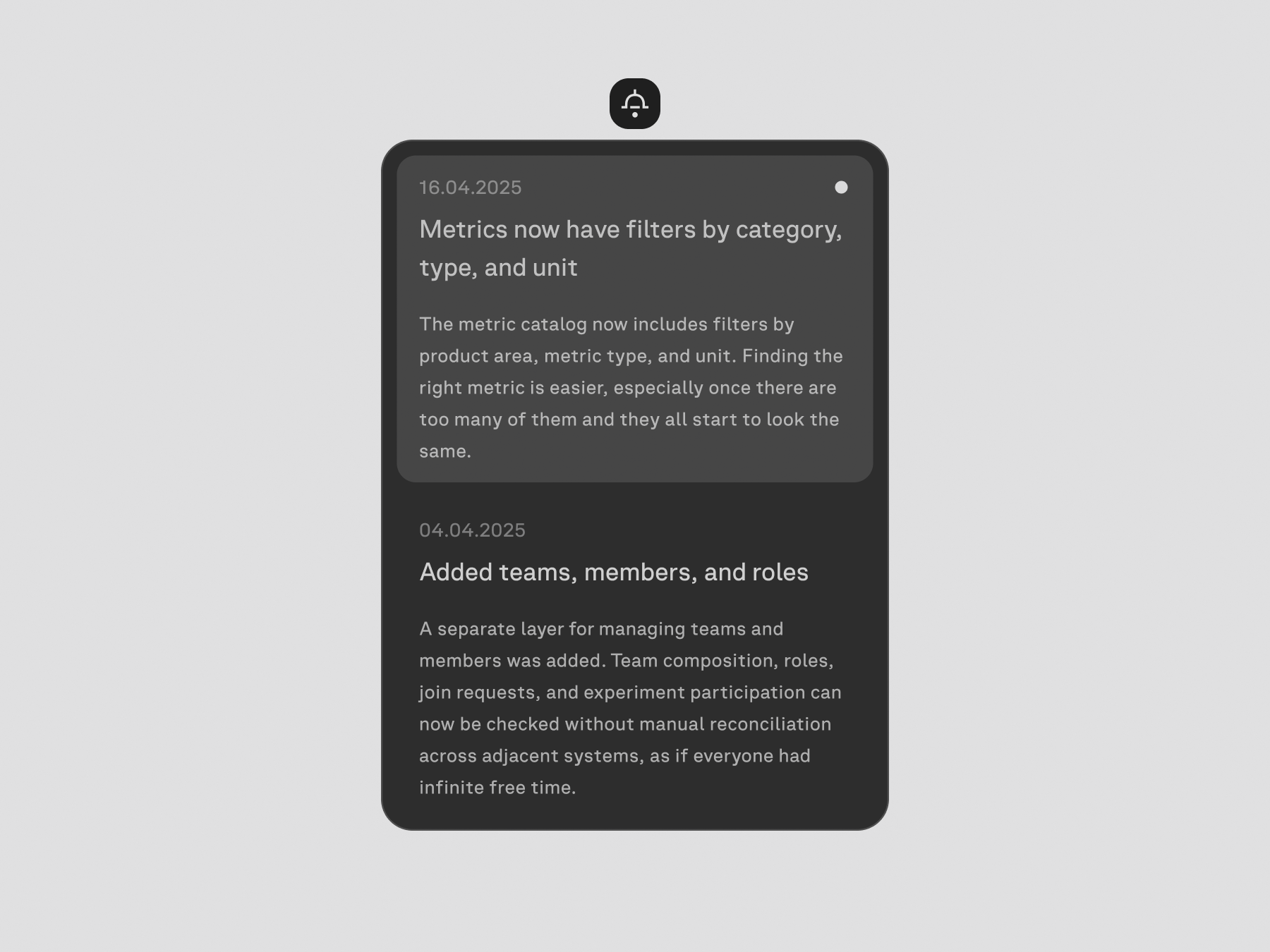 Notifications panel with recent platform updates.